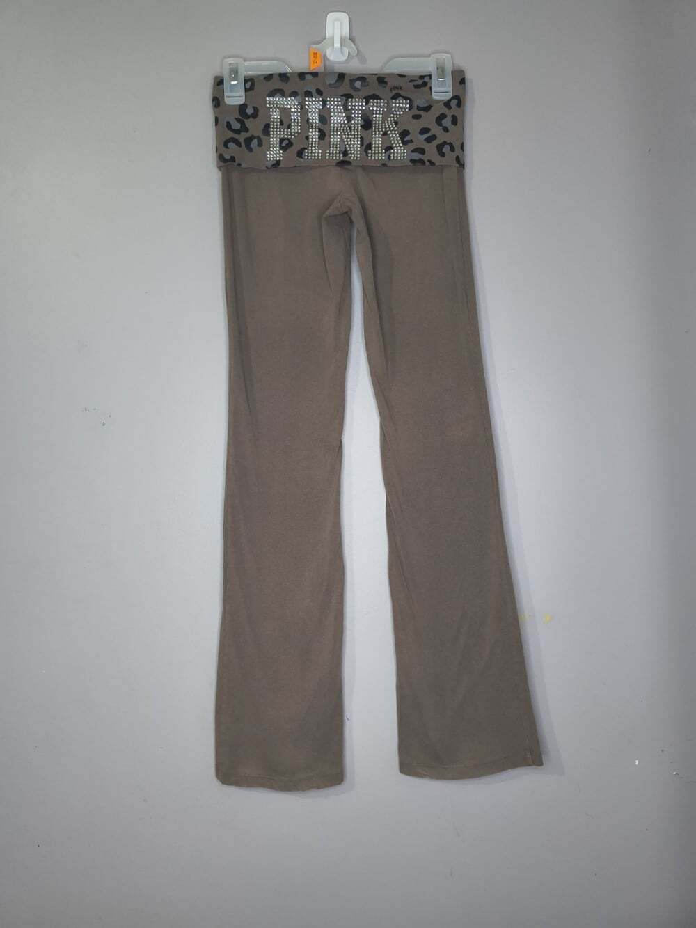 Y2K Victoria's Secret PINK Vtg '11 Foldover Yoga Pants Flare Leopard Sparkles XS